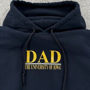 University of Iowa DAD Sweatshirt Hoodie Mens Size 2XL Black Gildan 50/50 Fleece